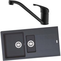 Franke 994783 1.5 Bowl Inset Sink Black and Corte Monobloc Sink Mixer Matt Black Pack