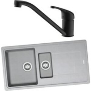 Franke 994725 1.5 Bowl Inset Sink Urban Grey and Corte Monobloc Sink Mixer Matt Black Pack