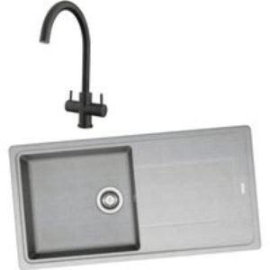 Franke 994756 Single Bowl Inset Sink Urban Grey and Chantilly Monobloc Sink Mixer Matt Black Pack