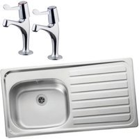Leisure Lexin 994755 Single Bowl Right Drainer Sink and Lever Sink Tap Pack