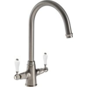 Abode Ludlow Dual Lever Monobloc Kitchen Mixer Tap Brushed Nickel AT1216