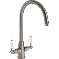 Abode Ludlow Dual Lever Monobloc Kitchen Mixer Tap Brushed Nickel AT1216