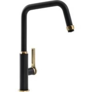 Abode AT2180 Hex Single Lever Kitchen Mixer Tap Matt Black Antique Brass