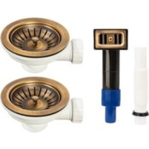 Abode AX1149 2 Wastes with Rectangular Overflow Antique Brass