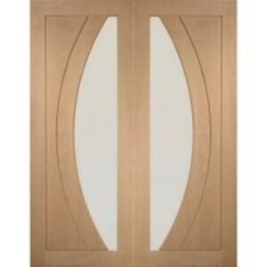 XL Joinery Salerno Glazed Oak Patterned French Doors - 1981 x 584mm