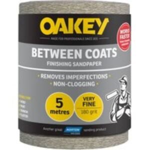 Oakey 180 Grit Between Coats Sandpaper Roll - 5m x 115mm