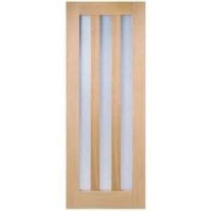LPD Internal Utah 3 Lite Frosted Unfinished Oak Solid Core Door - 838 x 1981mm