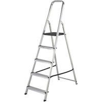 Werner Non-Slip Silver High Handrail 5 Tread Aluminium Stepladder – 2.80×1.66×1.78m