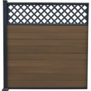 Piranha Brown Cedar 6ft Bolt-Down Composite Fence Kit 6ft Incl Diagonal Trellis