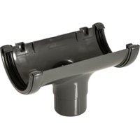 FloPlast 112mm Round Line Gutter Running Outlet – Anthracite Grey