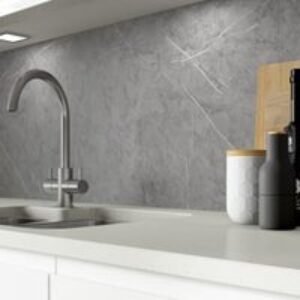 AluSplash Grey Marble Satin Splashback - 900 x 800 x 4mm