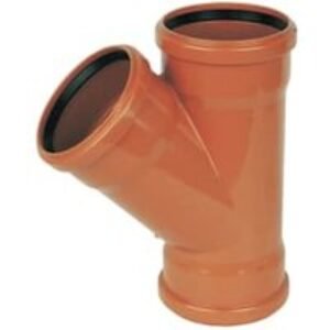 FloPlast 110mm Underground Drainage Equal Junction Triple Socket 45° - Terracotta