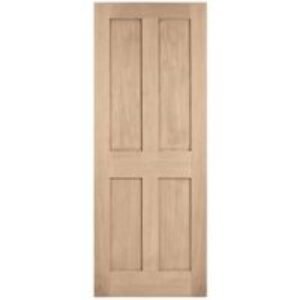 LPD Internal London 4 Panel Unfinished Oak Solid Core Door - 838 x 1981mm