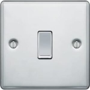BG 10Ax Screwed Raised Plate Single Switch 2 Way - Polished Chrome