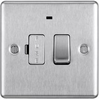 BG 13A Screwed Raised Plate Switched Fused Connection Unit With Power Indicator – Brushed Steel