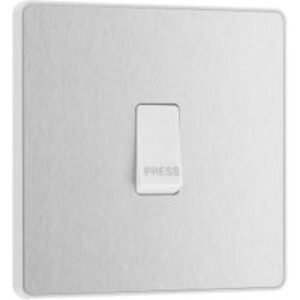 BG Evolve Brushed Steel 10A Single Press Switch
