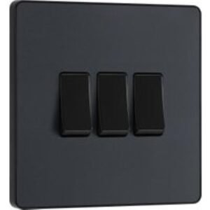 BG Evolve 20A 16Ax 2 Way Triple Light Switch - Matt Grey