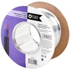 Pitacs 2 Core 2192Y Black Flat Flexible Cable - 0.75mm² - 25m