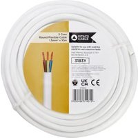 Pitacs 3 Core 3183Y White Round Flexible Cable – 1.5mm² – 10m