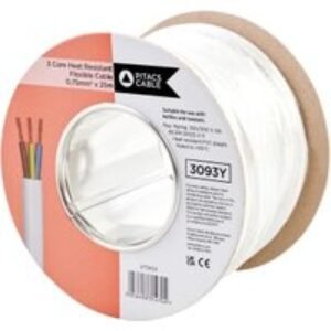 Pitacs 3 Core 3093Y White Heat Resistant Flexible Cable - 0.75mm² - 25m