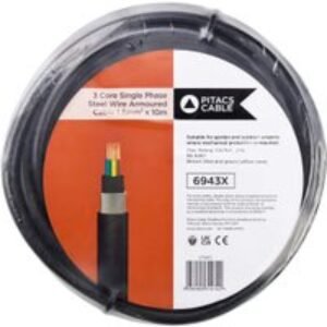 Pitacs 3 Core 6943X Black SWA Armoured Single Phase Cable - 1.5mm² - 10m