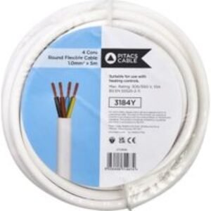 Pitacs 4 Core 3184Y White Round Flexible Cable - 1.0mm² - 5m