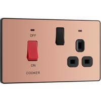 BG Evolve Polished Copper Cooker Control Double Pole Socket & Switch with Led Power Indicators