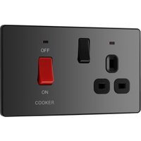 BG Evolve Black Chrome Cooker Control Double Pole Socket & Switch with Led Power Indicators