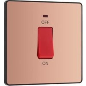 BG Evolve Polished Copper 45A Square Double Pole Switch with Led Power Indicator