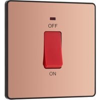 BG Evolve Polished Copper 45A Square Double Pole Switch with Led Power Indicator