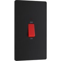 BG Evolve Matt Black 45A Rectangular Double Pole Switch with Led Power Indicator