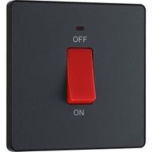 BG Evolve 45A Square Switch Double Pole with Led Power Indicator - Matt Grey