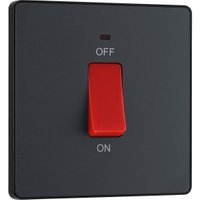 BG Evolve 45A Square Switch Double Pole with Led Power Indicator – Matt Grey