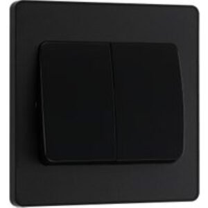 BG Evolve Matt Black 20A 16Ax Wide Rocker Double Light Switch - 2 Way