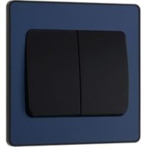 BG Evolve Matt Blue 20A 16Ax Wide Rocker Double Light Switch - 2 Way