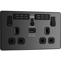 BG Evolve Black Chrome 13A Wifi Extender Double Switched Power Socket with 1 x USB (2.1A)