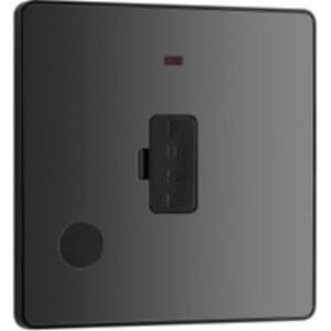 BG Evolve Black Chrome Unswitched 13A Fused Connection Unit with Power Led Indicator & Flex Outlet