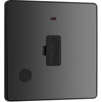BG Evolve Black Chrome Unswitched 13A Fused Connection Unit with Power Led Indicator & Flex Outlet