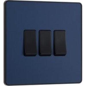BG Evolve Matt Blue 20A 16Ax Triple Light Switch - 2 Way