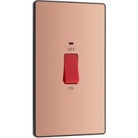 BG Evolve Polished Copper 45A Rectangular Double Pole Switch with Led Power Indicator
