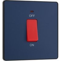 BG Evolve Matt Blue 45A Square Double Pole Switch with Led Power Indicator