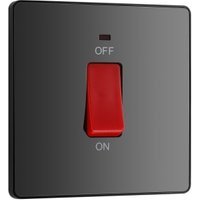 BG Evolve Black Chrome 45A Square Double Pole Switch with Led Power Indicator