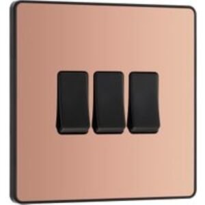 BG Evolve Polished Copper 20A 16Ax Triple Light Switch - 2 Way