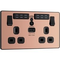 BG Evolve Polished Copper 13A Wifi Extender Double Switched Power Socket & 1 x USB (2.1A)