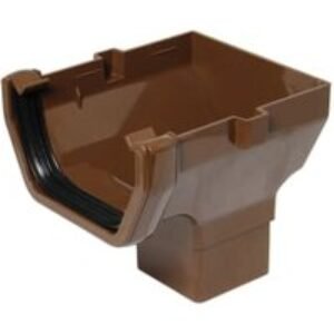 FloPlast 114mm Square Line Gutter Stop End Outlet - Brown
