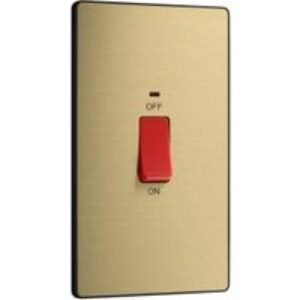 BG Evolve Brushed Brass 45A Rectangular Double Pole Switch With Led Power Indicator