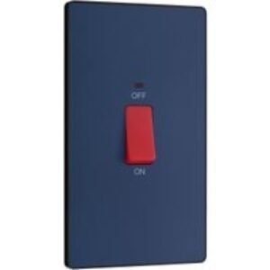 BG Evolve Matt Blue 45A Rectangular Double Pole Switch with Led Power Indicator