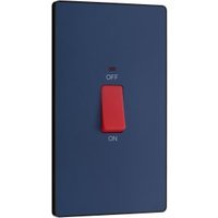 BG Evolve Matt Blue 45A Rectangular Double Pole Switch with Led Power Indicator