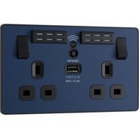 BG Evolve Matt Blue 13A Wifi Extender Double Switched Power Socket & 1 x USB (2.1A)