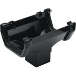FloPlast 114mm Half Square Line Gutter Running Outlet - Black